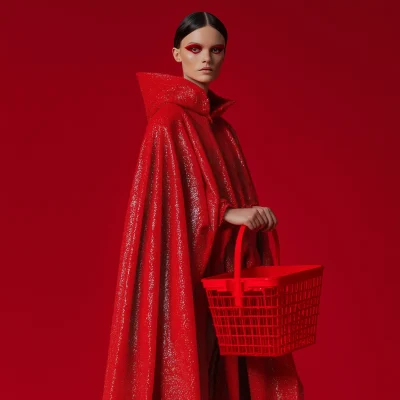 Futuristic Red Cape Dress