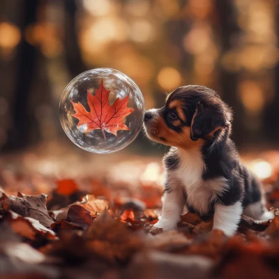 Curious Puppy in Autumn