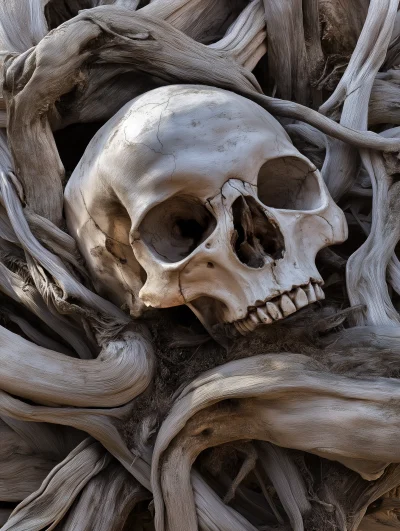 Cinematic Driftwood Skull