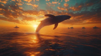 Whale Jumping at Sunset