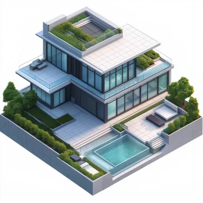 Isometric 3D Villa Model