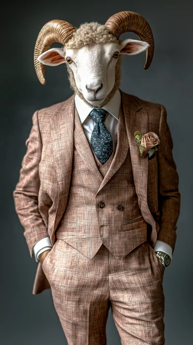 Sheep Headed Man in Corporate Attire