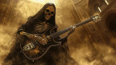 Skeleton Nun Playing Guitar