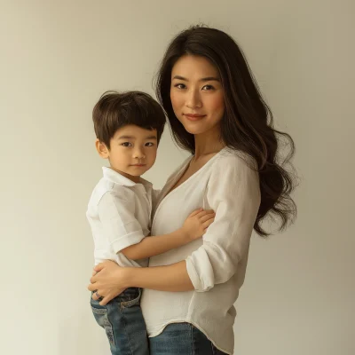 Pregnant Mother and Son Portrait