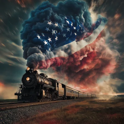 Patriotic Steam Locomotive