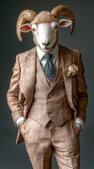 Sheep Headed Man in Corporate Attire