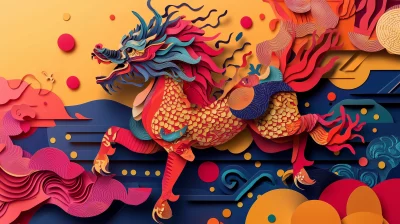 Chinese Qilin Kirigami