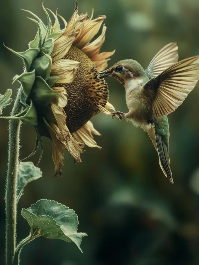 Hummingbird and Sunflower