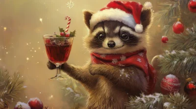 Cute Animal Christmas Painting