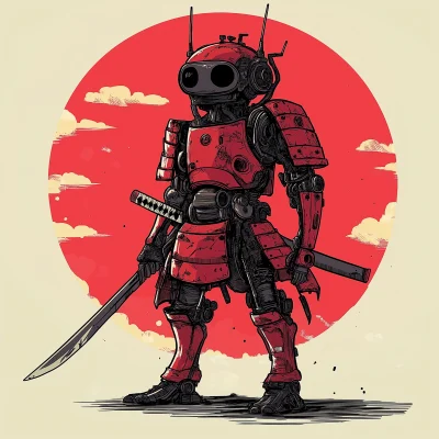 Cartoon Samurai Cyborg