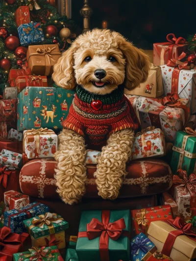 Labradoodle in Christmas Sweater