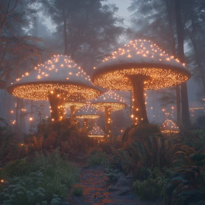 Glowing Mushrooms in a Mystical Forest