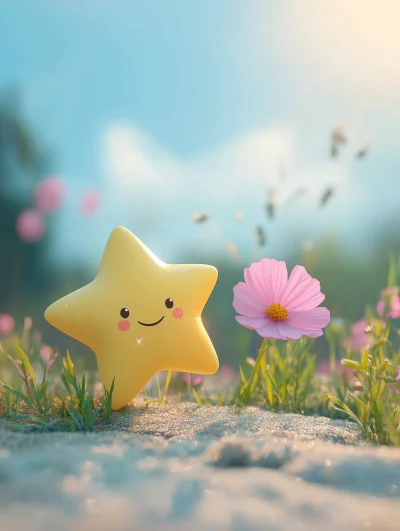 Cute Star and Flower Scene