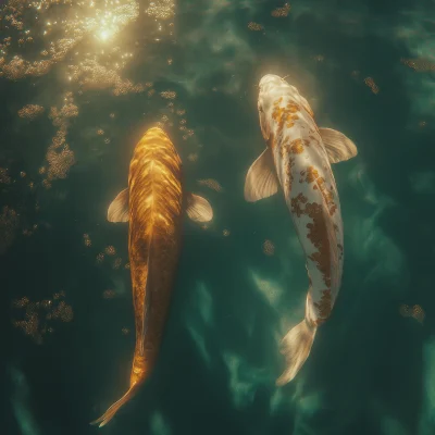 Golden Koi in Fresh Water