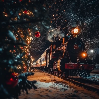 Christmas Train Under Tree