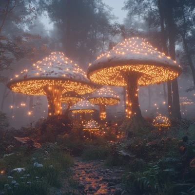 Mystical Glowing Mushrooms