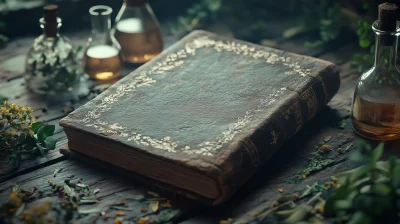 Ancient Book with Herbs