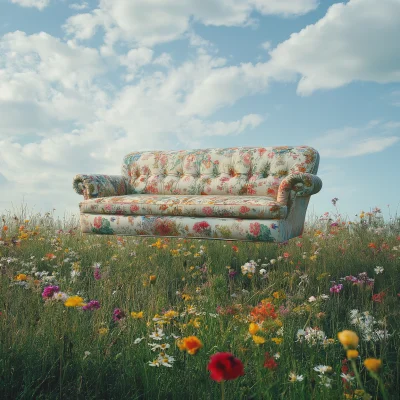 Sofa in a Flower Field