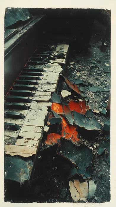 Broken Piano Closeup