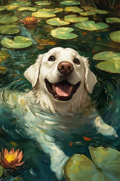 Playful Labrador in Water