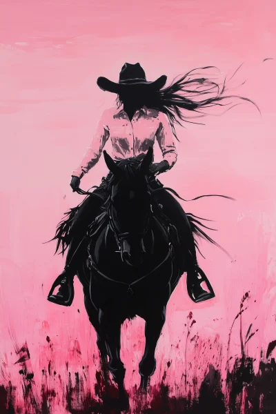 Blush Pink Cowgirl Silhouette