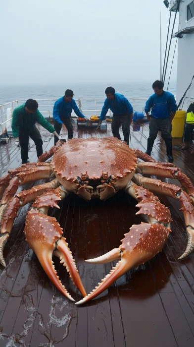 Crew Moving Japanese Spider Crab