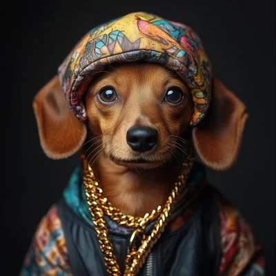 Dachshund in Colorful Attire