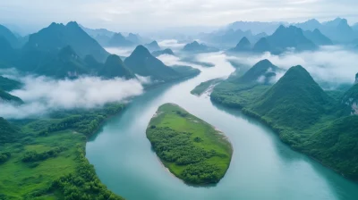 Aerial View of Chinese Mountains