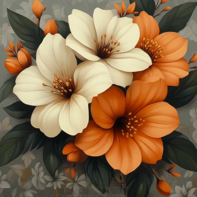 Vibrant Orange and Cream Painting