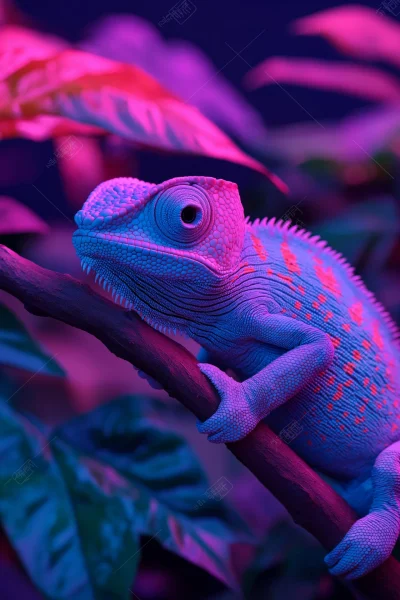 Colorful Chameleon on Branch