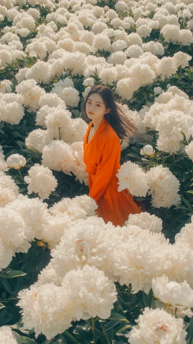 Girl in Peony Gardens