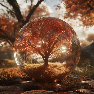 Autumn Tree in Copper Orb