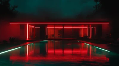 Dramatic Pool Night Scene