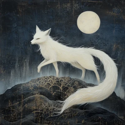 White Fox in the Moonlight