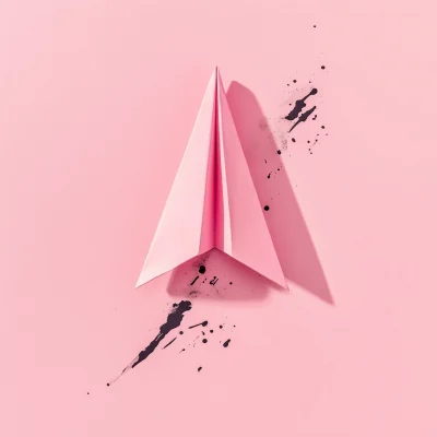 Crumpled Paper Plane on Pink