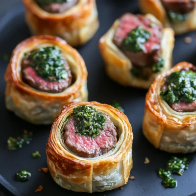 Beef Wellington Bites with Herb Chimichurri