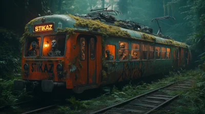 Abandoned Train in the Forest