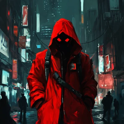 Cyberpunk Teenager in Red Robes