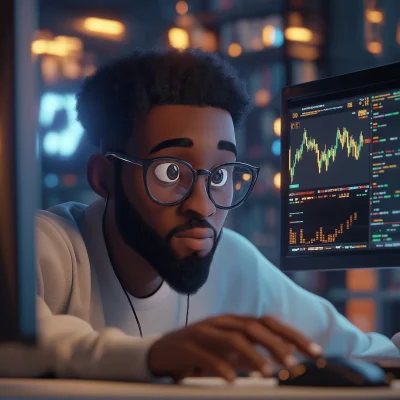 Millennial Man Analyzing Stock Options