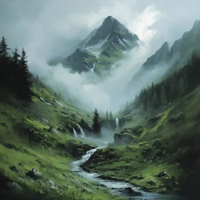 Foggy Mountain Landscape