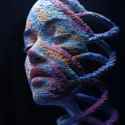 Multicolored DNA Face