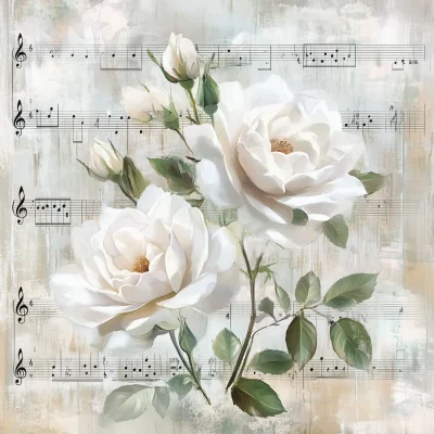 Vintage Sheet Music with Roses