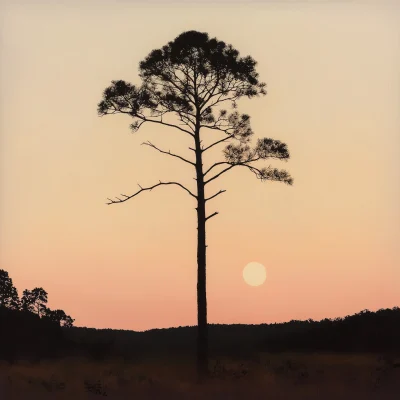 Silhouette of a Loblolly Pine at Sunset