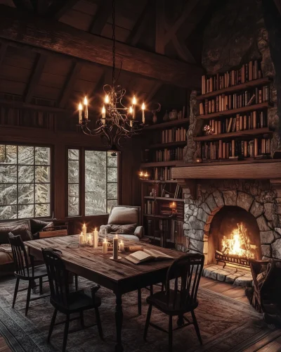 Rustic Scandinavian Cabin Interior