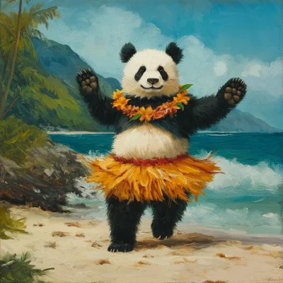 Dancing Panda on the Beach