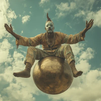 Circus Performer on Bronze Sphere