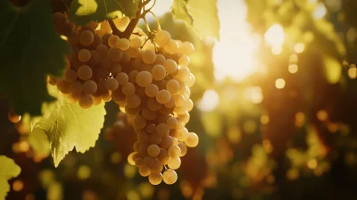 Closeup of Grapes in Vineyard