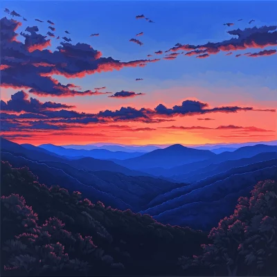 Graffiti Sunset in Blue Ridge Mountains