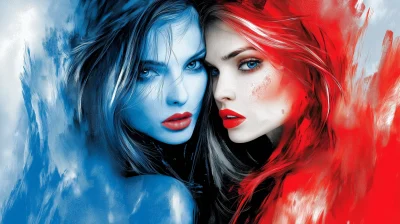 Red and Blue Woman