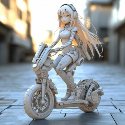 Anime Girl Riding Sci-Fi